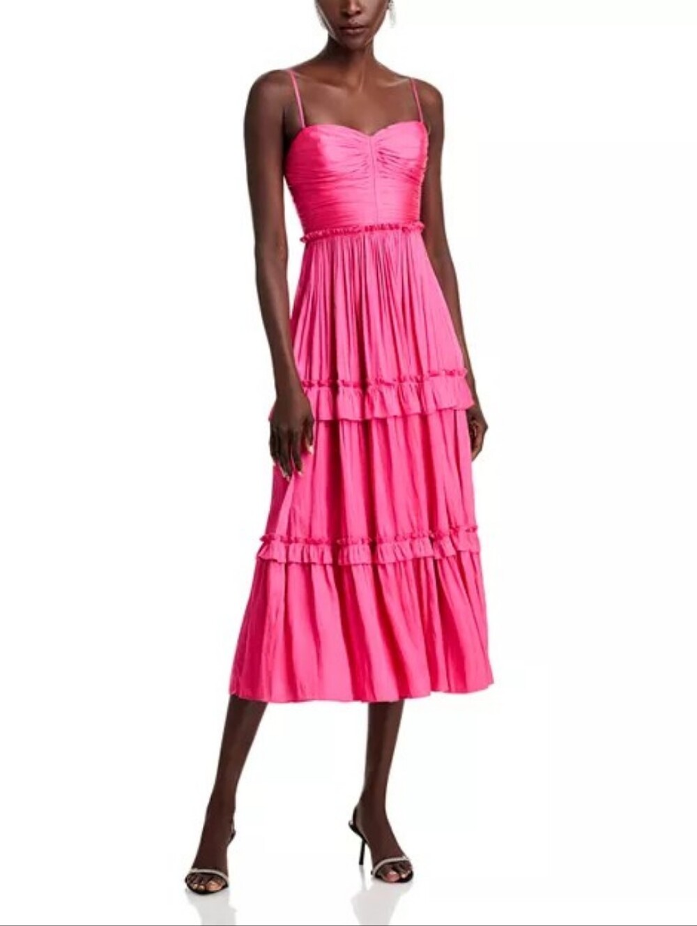 Aqua Fuchsia Pink Satin Midi Dress Bloomingdale's Exclusive Size XS Extra Small